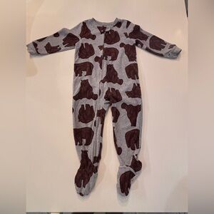 Cozy Carters 24M Gray and Brown Bear Print Kids One Piece pjs
